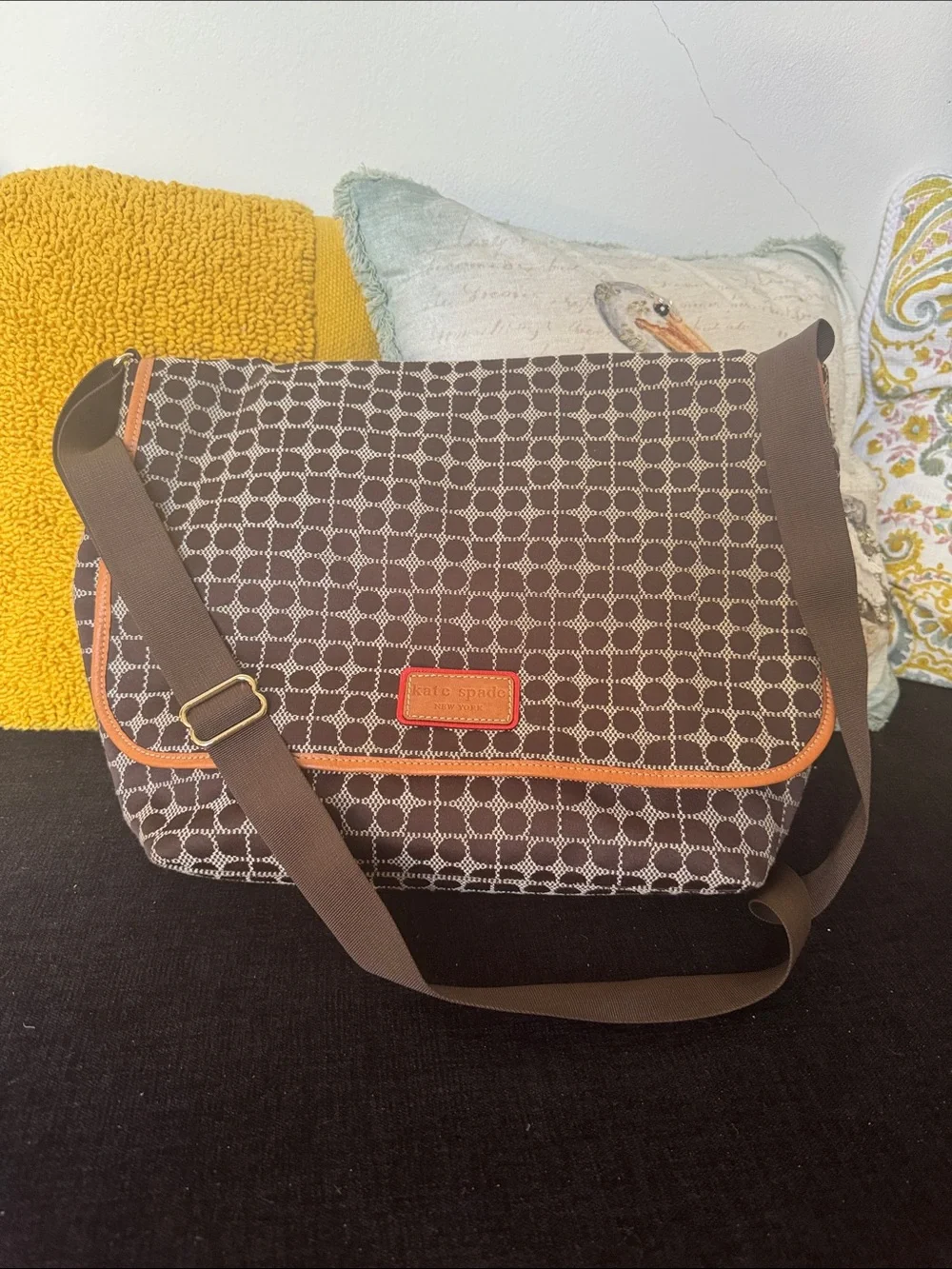 kate spade Black and Tan Geometric Baby Bag